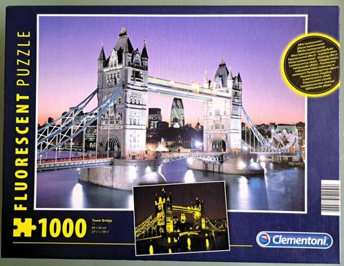Puzzel Clementoni, Tower Bridge, Fluorescent 1000 stukjes, Hobby en Vrije tijd, Denksport en Puzzels, Zo goed als nieuw, Legpuzzel