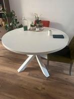 Witte ronde eettafel met houtnerf, Huis en Inrichting, Tafels | Eettafels, Ophalen, Gebruikt, 100 tot 150 cm, Rond