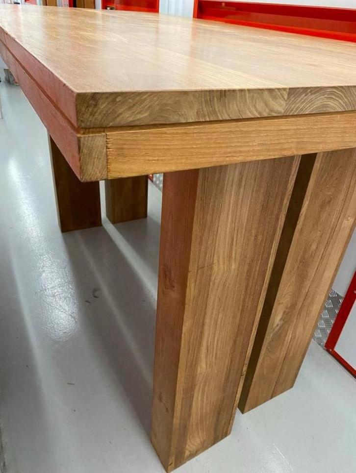 Teak Eettafel + 6 Krukken, Huis en Inrichting, Tafels | Eettafels, Gebruikt, 100 tot 150 cm, 150 tot 200 cm, Vijf personen of meer