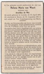 Helena M. van Weert 1875 Leende + 1951 Heeze, 76 jaar, Verzenden