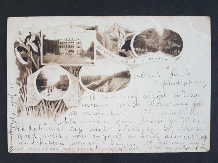 Ansichtkaart Groeten uit Wageningen 1898 Zandgat, Verzamelen, Ansichtkaarten | Nederland, Gelopen, Gelderland, Voor 1920, Ophalen of Verzenden