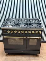 Luxe Boretti Fornuis 6 pits antraciet/messing met 2 ovens 90, Fornello Esperta, Ophalen of Verzenden, Zo goed als nieuw, Energieklasse A of zuiniger