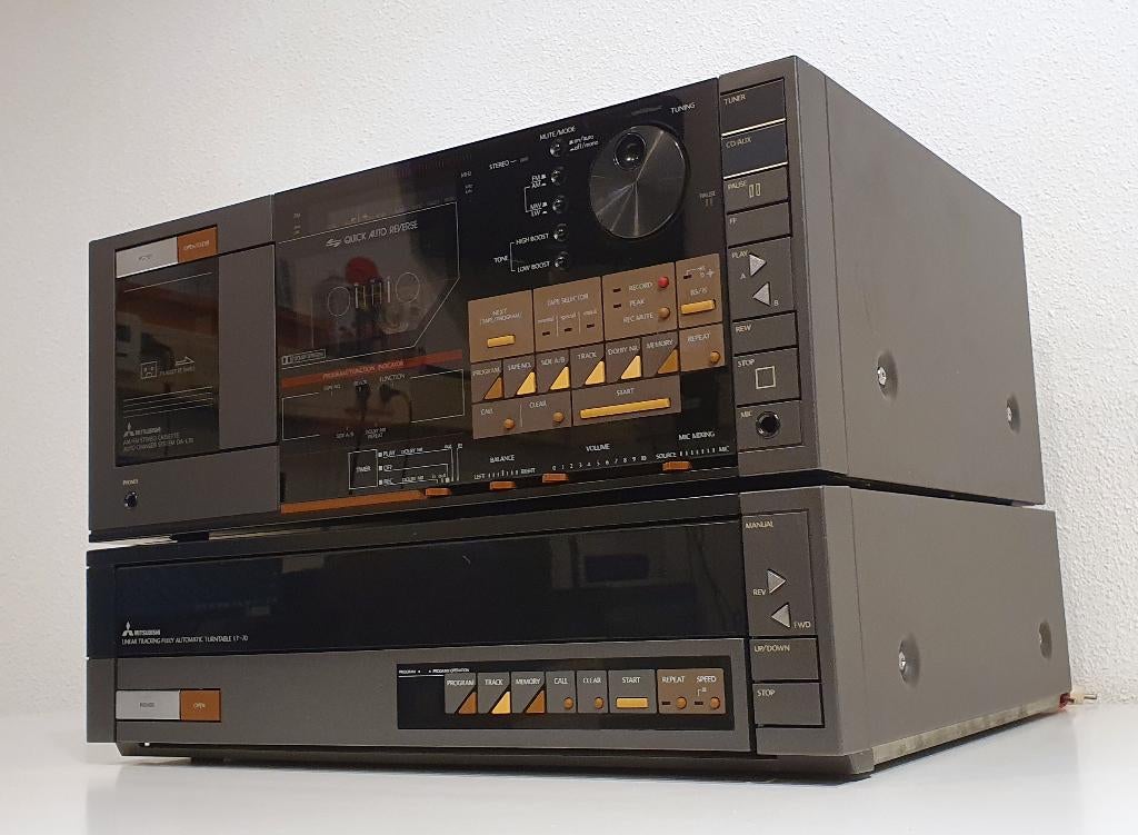 Zeldzame Vintage Set Mitsubishi DA-L70 + LT-70 Platenspeler, Audio, Tv en Foto, Stereo-sets, Gebruikt, Cassettedeck, Tuner of Radio