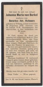 Johanna Maria van Berkel 1876 Tilburg + 1935 Tilburg, 59 jr, Verzenden