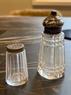 antiek peper en zout stelletje (kristal en zilver), Ophalen of Verzenden
