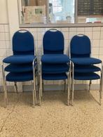 stoelen blauwe stof, Vijf, Zes of meer stoelen, Blauw, Gebruikt, Metaal