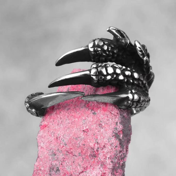 Drakenklauw stalen ring voor mannen en vrouwen, Sieraden, Tassen en Uiterlijk, Ringen, Nieuw, Dame of Heer, Zilver, IJzer of Staal