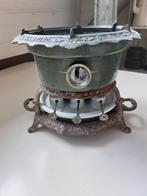 Emaille drie pits gietijzeren peterolie stel, Antiek en Kunst, Antiek | Emaille, Ophalen