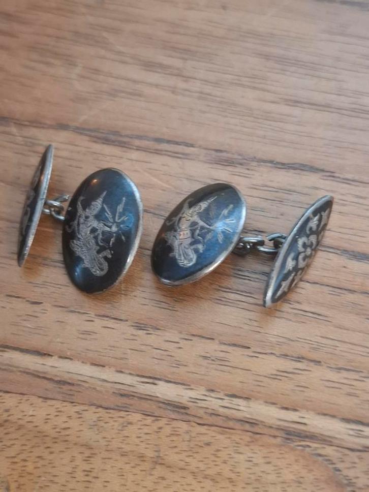 Thailand zilveren manchetknopen., Sieraden, Tassen en Uiterlijk, Manchetknopen, Zo goed als nieuw, Overige materialen, Ophalen of Verzenden