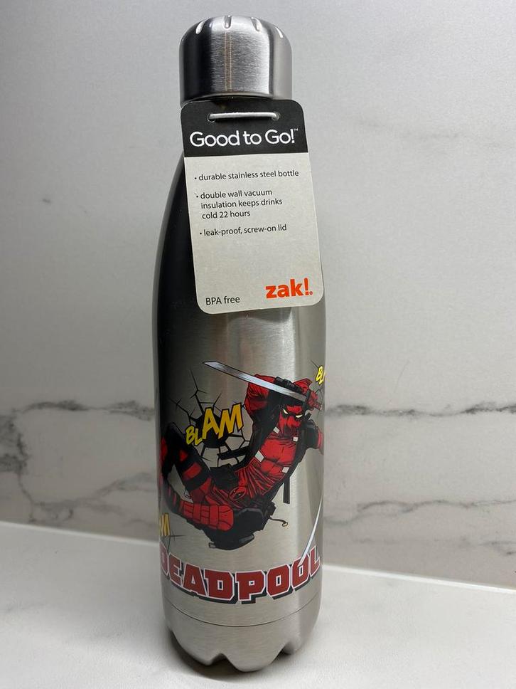 Waterfles Zak Marvel van roestvrij staal - Deadpool, Sport en Fitness, Bidons, Nieuw, Ophalen of Verzenden