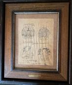 Charles Eyck - Ontwerp Schetsen Inkt op Papier - Ingelijst, Antiek en Kunst, Kunst | Tekeningen en Foto's, Ophalen of Verzenden