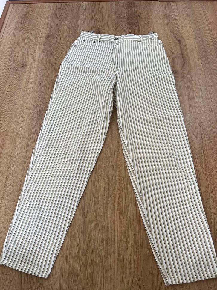 La strada beige wit gestreepte jeans broek vintage 42, Kleding | Dames, Broeken en Pantalons, Zo goed als nieuw, Maat 42/44 (L)