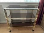 Prachtige etagière - trolley met rookglas sidetable wieltjes, Ophalen of Verzenden, Zo goed als nieuw