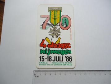 sticker oud Vierdaagse Nijmegen 1986 wandelsport knblo 86 beschikbaar voor biedingen