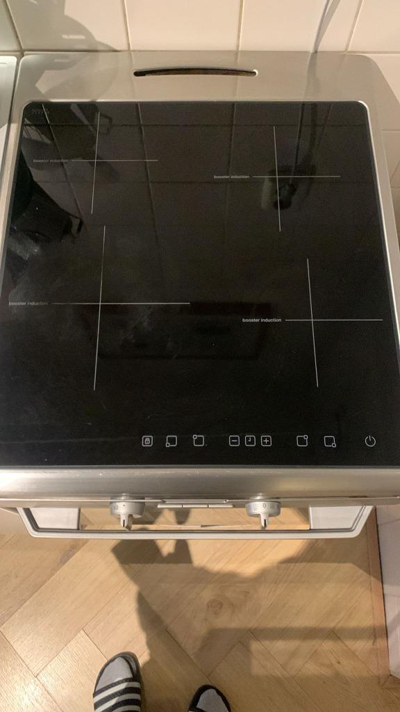 Inventum inductie fornuis met oven, Witgoed en Apparatuur, Fornuizen, Gebruikt, Vrijstaand, Inductie, 4 kookzones, 85 tot 90 cm