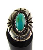 NAVAJO massief zilveren ring ovale turquoise M17/17,5, Sieraden, Tassen en Uiterlijk, Ringen, Met edelsteen, Zo goed als nieuw