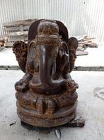 Handgekapt Gekleurd Ganesha Tuinbeeld van Massief Steen 60cm