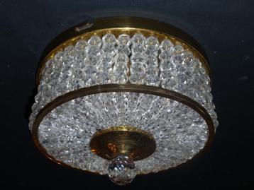 Antieke plafonniere van strengen kristallen kralen   beschikbaar voor biedingen