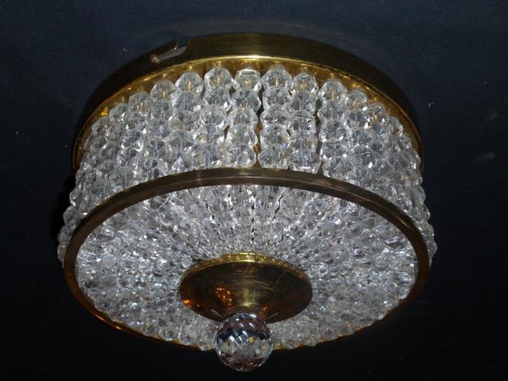 Antieke plafonniere van strengen kristallen kralen, Antiek en Kunst, Antiek | Lampen, Ophalen