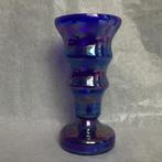Kobalt blauw vaas - Irisé glas - 21.5 cm hoog - izgst, Ophalen of Verzenden