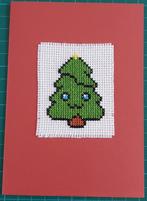 kaart met geborduurde kerstboom (1716), Hobby en Vrije tijd, Kaarten | Zelfgemaakt, Ophalen of Verzenden, Nieuw, Kerst