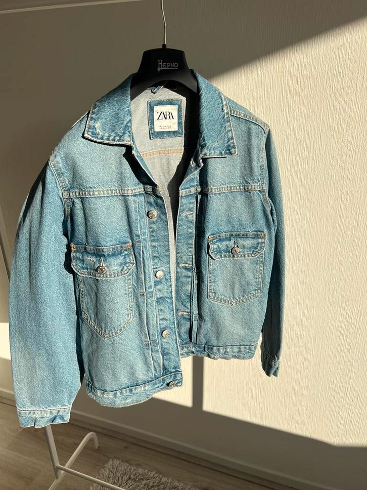 Zara jeans jacket z.g.a.n. Maat M, Kleding | Heren, Jassen | Zomer, Zo goed als nieuw, Maat 48/50 (M), Blauw, Ophalen of Verzenden