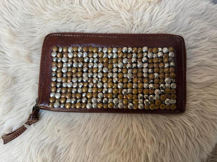 Cowboysbag leren portemonnee met studs kleur bruin, Sieraden, Tassen en Uiterlijk, Portemonnees, Zo goed als nieuw, Bruin, Leer