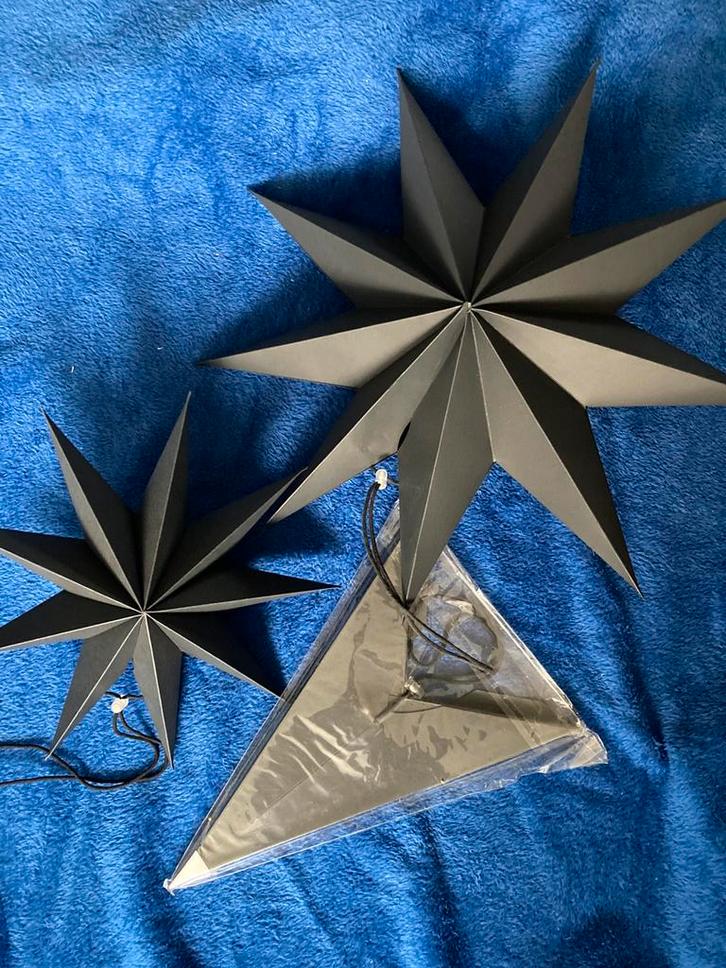 Set 3 kerststerren zwart retro ster 60,45,30cm Nieuw engel, Diversen, Kerst, Nieuw, Ophalen of Verzenden