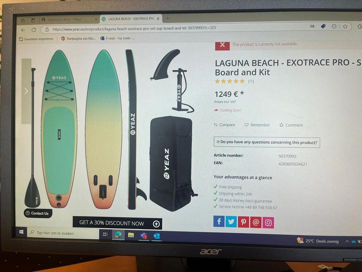 Yeaz Supboard - Nieuwstaat met Accessoires, Watersport en Boten, Suppen, Nieuw, SUP-boards, Ophalen