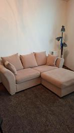 Beige bank met poef, Ophalen, Gebruikt, 150 tot 200 cm, Tweepersoons
