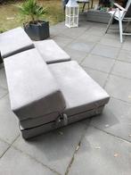 Twee leuke, grijze slaapbankjes., Huis en Inrichting, Ophalen, Verstelbaar, 90 cm, Eenpersoons