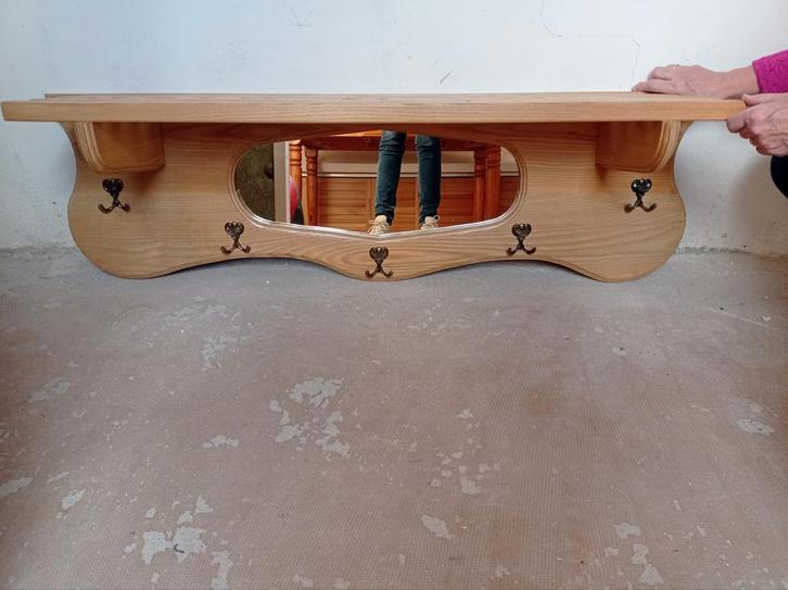 Grote kapstok met Spiegel - Handgemaakt, Huis en Inrichting, Woonaccessoires | Kapstokken, Zo goed als nieuw, Wandkapstok, Minder dan 100 cm