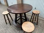 Stamtafel/bartafel cafe met 4 krukken, Huis en Inrichting, Tafels | Statafels, Ophalen, Gebruikt, Nvt, Nvt