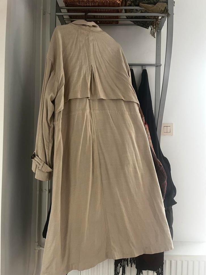 Y A S Linnen Trenchcoat Maat L, Kleding | Dames, Jassen | Zomer, Gedragen, Maat 42/44 (L), Beige, Ophalen of Verzenden