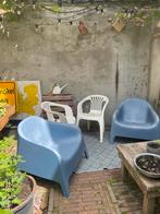 Twee blauwe tuinstoelen - Ikea Skarpö, Ophalen, Zo goed als nieuw, Kunststof, Stapelbaar