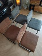 4 Eetkamerstoelen - Grijs & Cognac, Huis en Inrichting, Stoelen, Ophalen of Verzenden