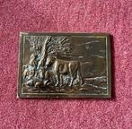Bronzen Plaat met Koeien en Herder, Antiek en Kunst, Ophalen, Brons