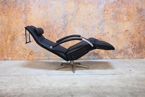 NIEUW beklede zwarte leren Jori Mensana design relaxfauteuil, Huis en Inrichting, Fauteuils, Nieuw, Leer, Metaal, 50 tot 75 cm