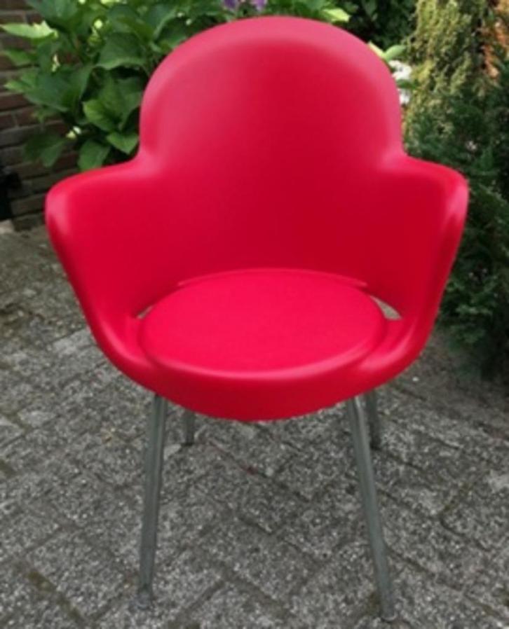 Vintage rode stoel design van Sintesi Marcello Ziliani, Huis en Inrichting, Stoelen, Zo goed als nieuw, Eén, Kunststof, Metaal