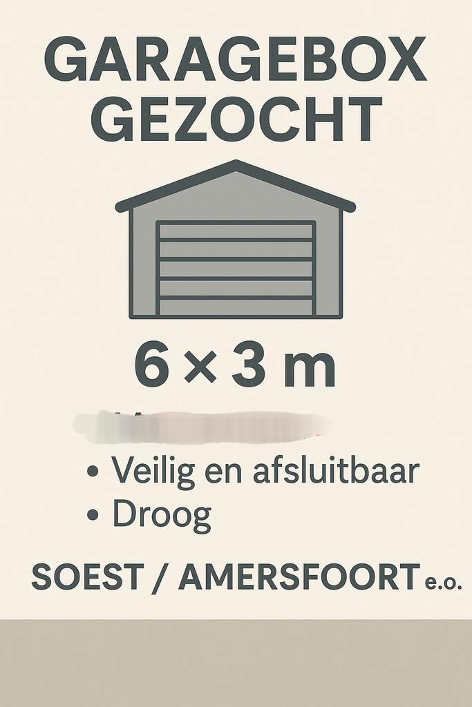 Garagebox gezocht – Soest / Amersfoort e.o., Huizen en Kamers, Garages en Parkeerplaatsen