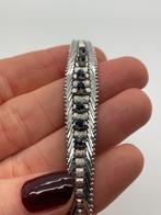 B72 Prachtige zilveren armband blauwe saffier (deel van set), Ophalen of Verzenden, Zilver, Armband, Met edelsteen