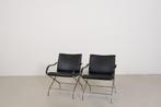 Set vintage fauteuils skai, Ophalen, Minder dan 75 cm, Metaal, 50 tot 75 cm