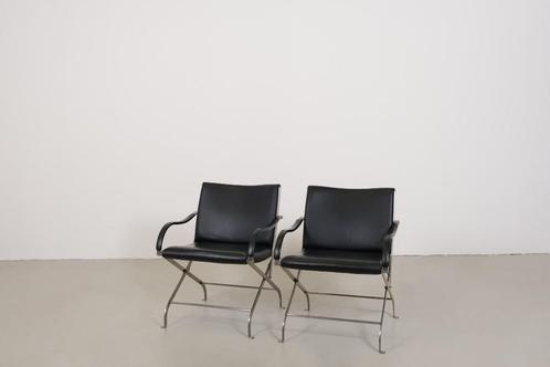 Set vintage fauteuils skai, Huis en Inrichting, Fauteuils, Gebruikt, Metaal, Stof, 50 tot 75 cm, Minder dan 75 cm, Ophalen