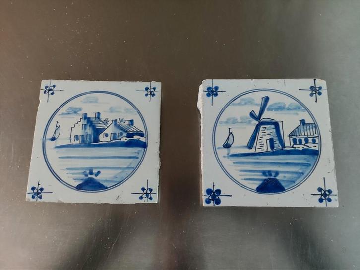 Oude Delftse Tegels met Molen en Huis, Antiek en Kunst, Antiek | Wandborden en Tegels, Ophalen