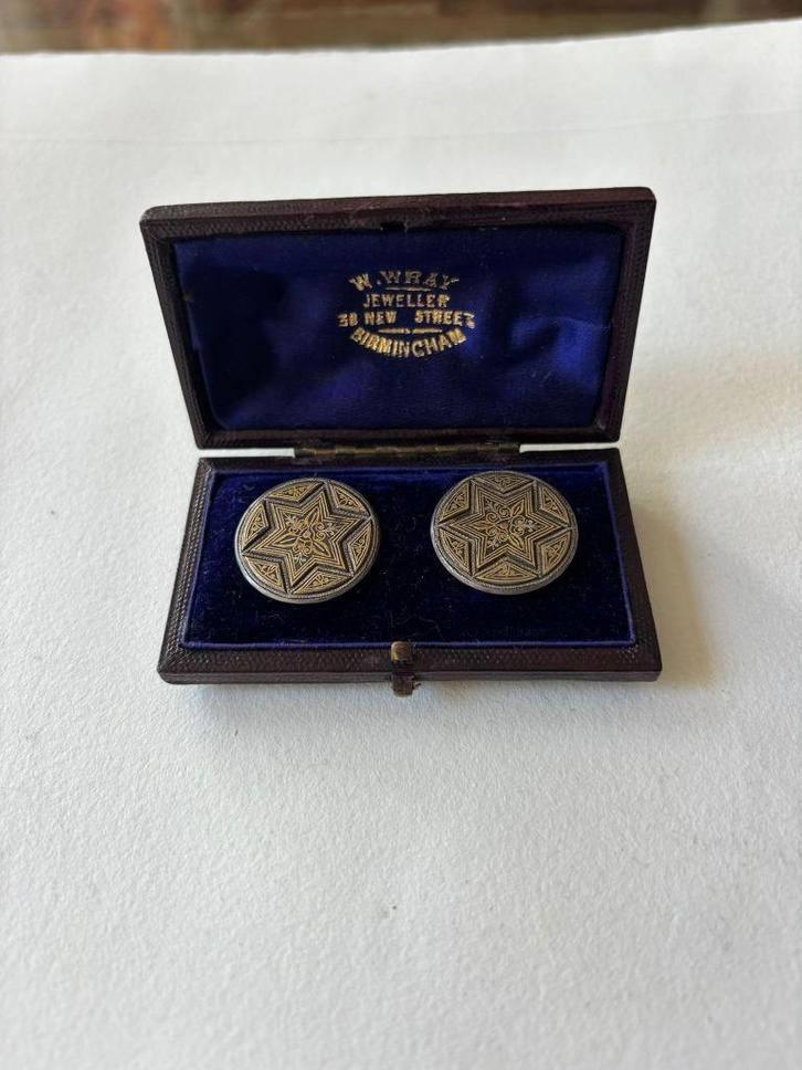 Antieke Art Deco manchetknopen - W. Wray, Birmingham., Antiek en Kunst, Antiek | Kleding en Accessoires, Heren, Ophalen of Verzenden