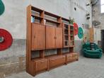 Jaren 80 Deens Design Wandmeubel Teak | Wand Vitrine Kast 2, 250 tot 300 cm, Gebruikt, 200 cm of meer, Ophalen of Verzenden