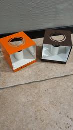 2 mooie vintage space age kubuslampen phillips, Huis en Inrichting, Lampen | Tafellampen, Ophalen of Verzenden, Metaal, Minder dan 50 cm