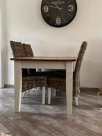Eettafel met rieten stoelen, Huis en Inrichting, Ophalen, Gebruikt, 4 tot 6 stoelen