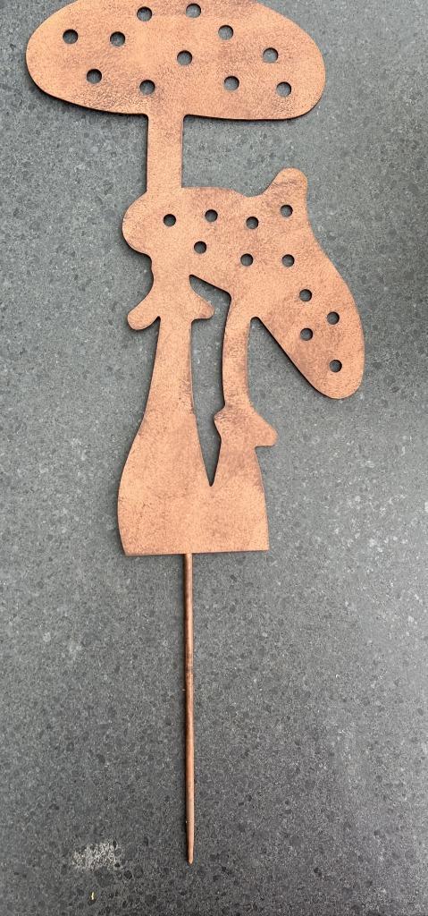 metalen tuinsteker paddenstoel roestkleurig SP248, Tuin en Terras, Tuinstekers, Nieuw, Ophalen of Verzenden