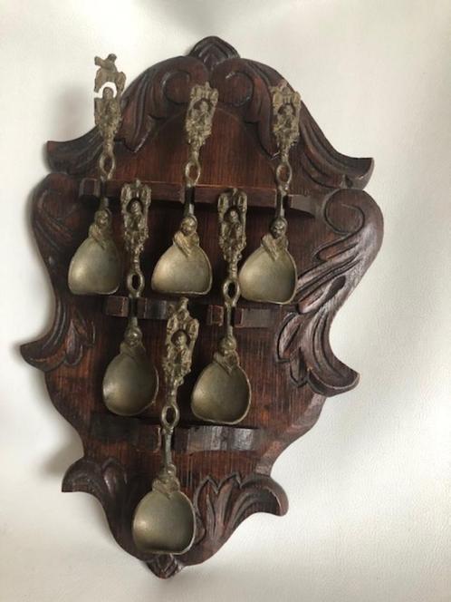 Wandrek brocant tinnen bewerkte lepels sierlijk wand deco, Antiek en Kunst, Antiek | Tin, Ophalen